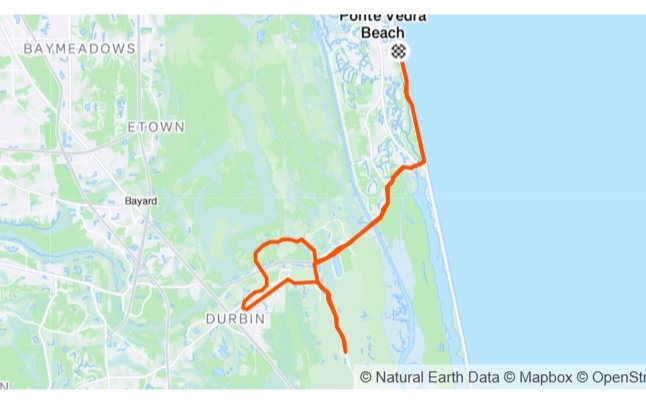 Strava route map for the Wednesday Night Worlds route — 31.47 miles through Saint Johns County, Florida.